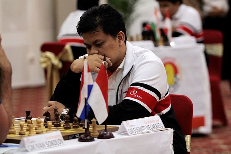 GM Indonesia Susanto Megaranto dan WIM Chelsie Monica Sihite berpeluang menjadi juara di JAPFA Grand Master and Women Grand Master Tournament 2019. (Foto: olenas.id/Gonang Susatyo)