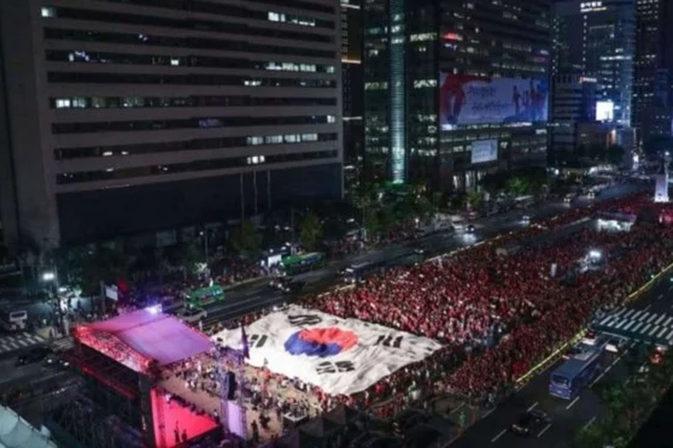 Acara Street Cheering di Seoul (Foto : KFA/Allkpop)