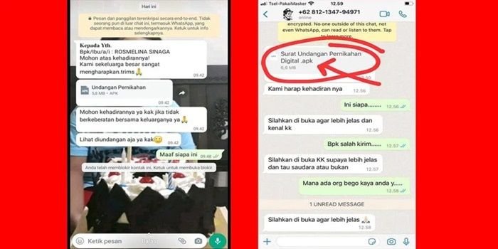 Penipuan lewat undangan di Whatsapp