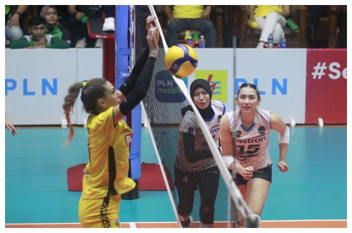 Jakarta Pertamina Fastron mengalahkan Gresik Petrokimia Pupuk Indonesia di PLN Mobile Proliga 2023, Minggu, 5 Februari 2023.
