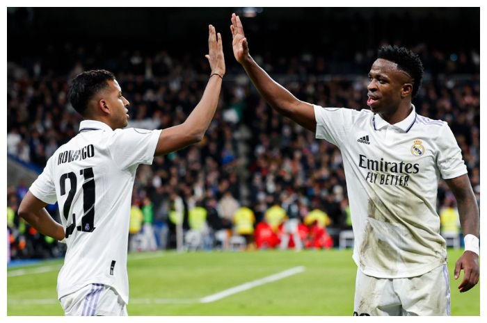 Duo Brasil, Vinicius Jr (kanan) dan Rodrygo menjadi andalan Real Madrid saat menghadapi Mallorca, Minggu malam ini.
