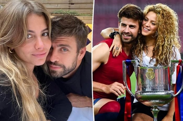 Pique dan Clara (kiri), saat bersama Shakira (kanan)