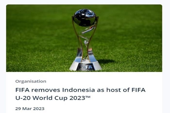 Batalnya Indonesia jadi tuan rumah Piala Dunia U-20 2023 di situs FIFA