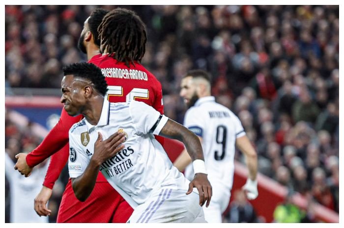 Real Madrid saat mengalahkan Liverpool 5-2 di laga pertama 16 besar Liga Champions.  Kedua tim kembali bertemu di Santiago Bernabeu, Kamis, 16  Maret 2023 dini hari WIB.