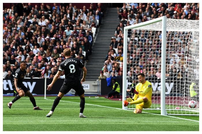 Arsenal saat bermain imbang 2-2 melawan West Ham United di Liga Premier Inggris, Minggu,  17 April 2023 malam WIB.
