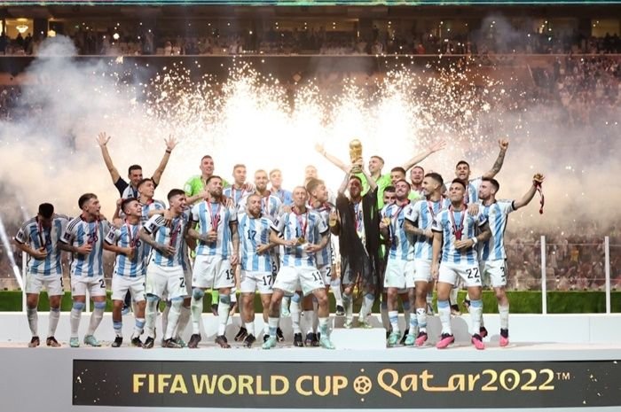 Argentina saat selebrasi sebagai Juara Dunia 2022 di Qatar