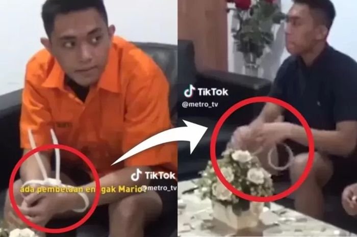 Mario Dandy dengan kabel ties di kedua tangannya