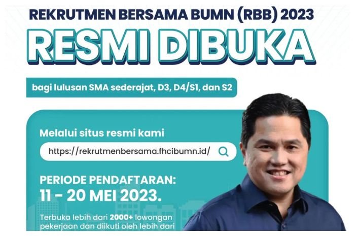 Rekrutmen Bersama BUMN 2023 resmi dibuka.