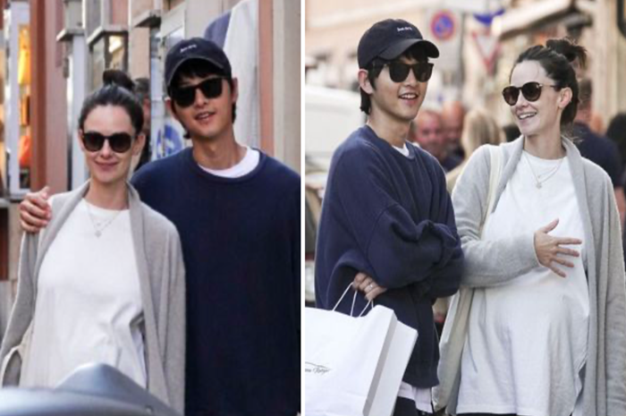 Song Joong Ki dan Katy Louise Saunder ketika berlibur ke Roma