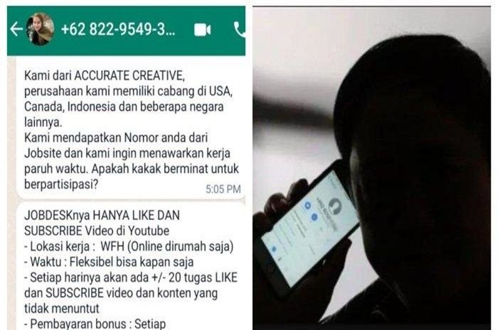 Unggahan tawaran kerja paruh waktu di Whatsapp